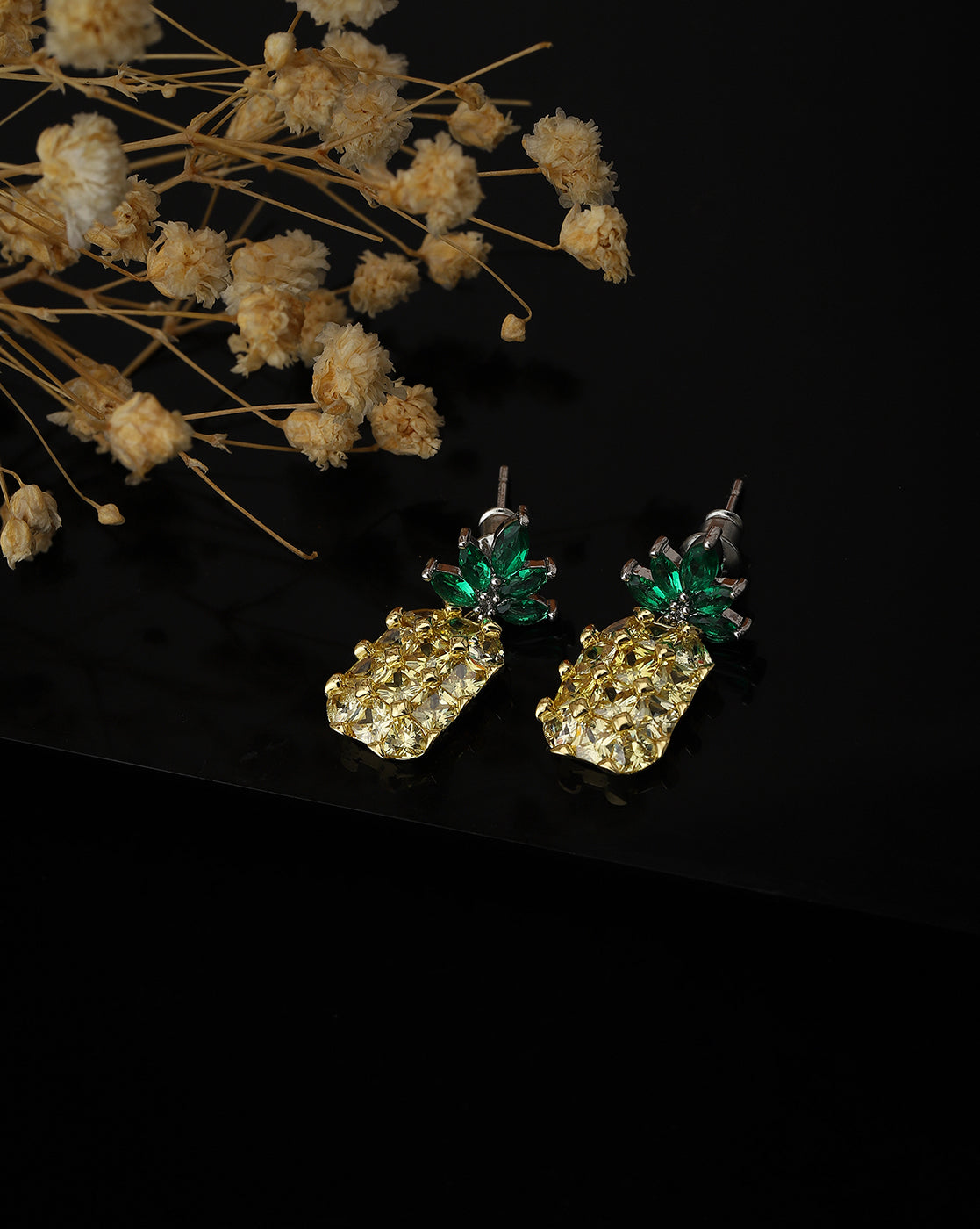 Carlton London Gold Plated Cz Pineapple Drop Earring For Women