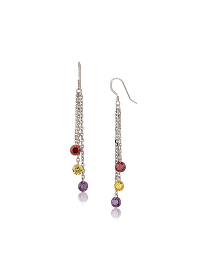 Carlton London Rhodium Plated Drop Earring With Dangling Cz Stone For Women