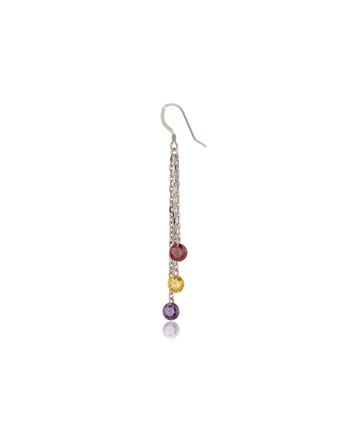 Carlton London Rhodium Plated Drop Earring With Dangling Cz Stone For Women