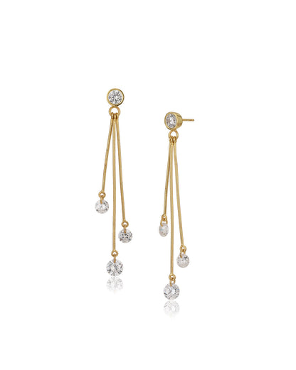 Carlton London Gold Plated Drop Earring With Dangling Cz Stone For Women