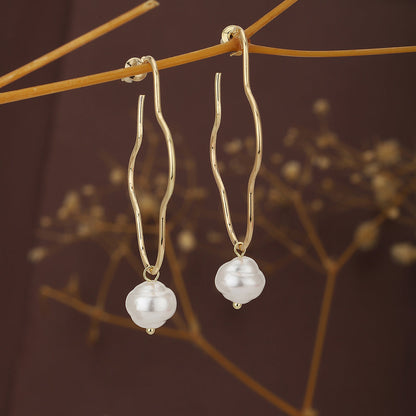 Carlton London Rose Gold &amp; White Contemporary Drop Earrings Fje3853