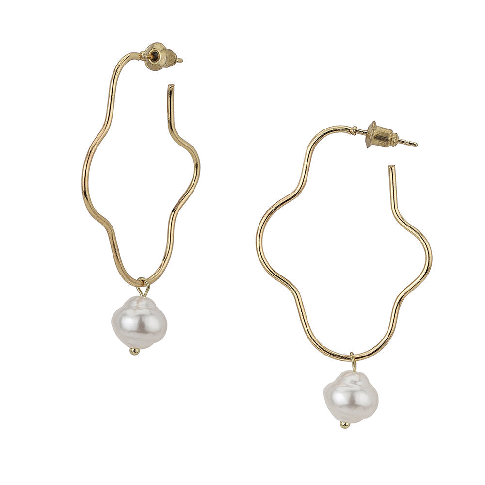 Carlton London Rose Gold &amp; White Contemporary Drop Earrings Fje3853