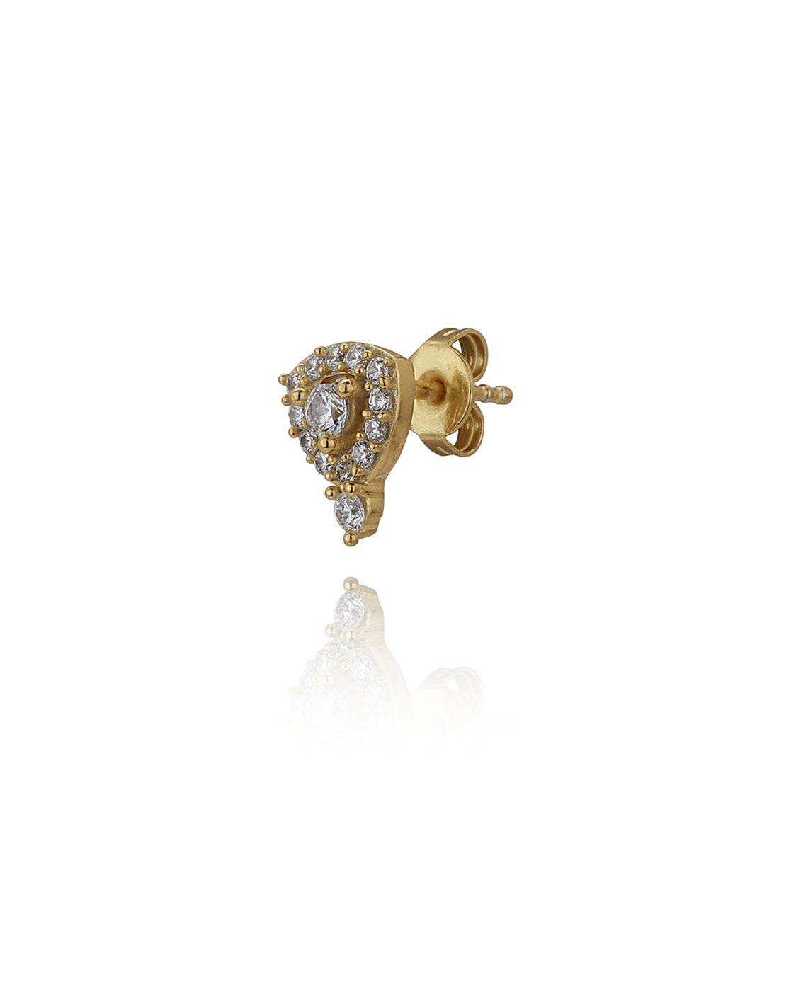 Carlton London Gold Plated Cz Studded Contemporary Stud Earrings For Women