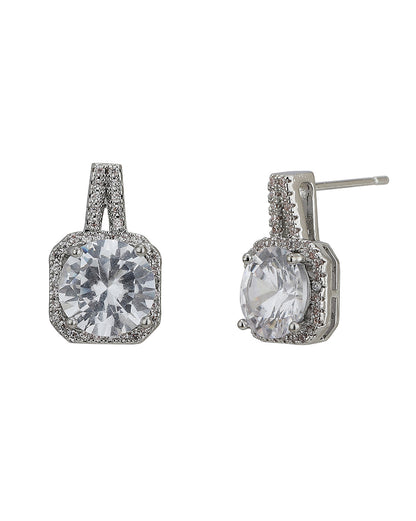 Carlton London Rhodium Plated Cz Stud Earring For Women