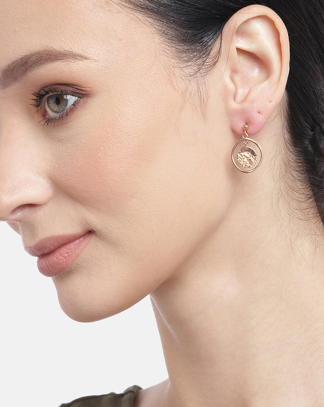 Carlton London 18Kt Rose Gold Plated Circular Drop Earrings