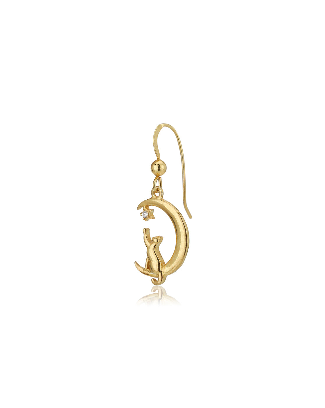 Carlton London 18Kt Gold Plated Classic Earrings With Moon &amp; Cat