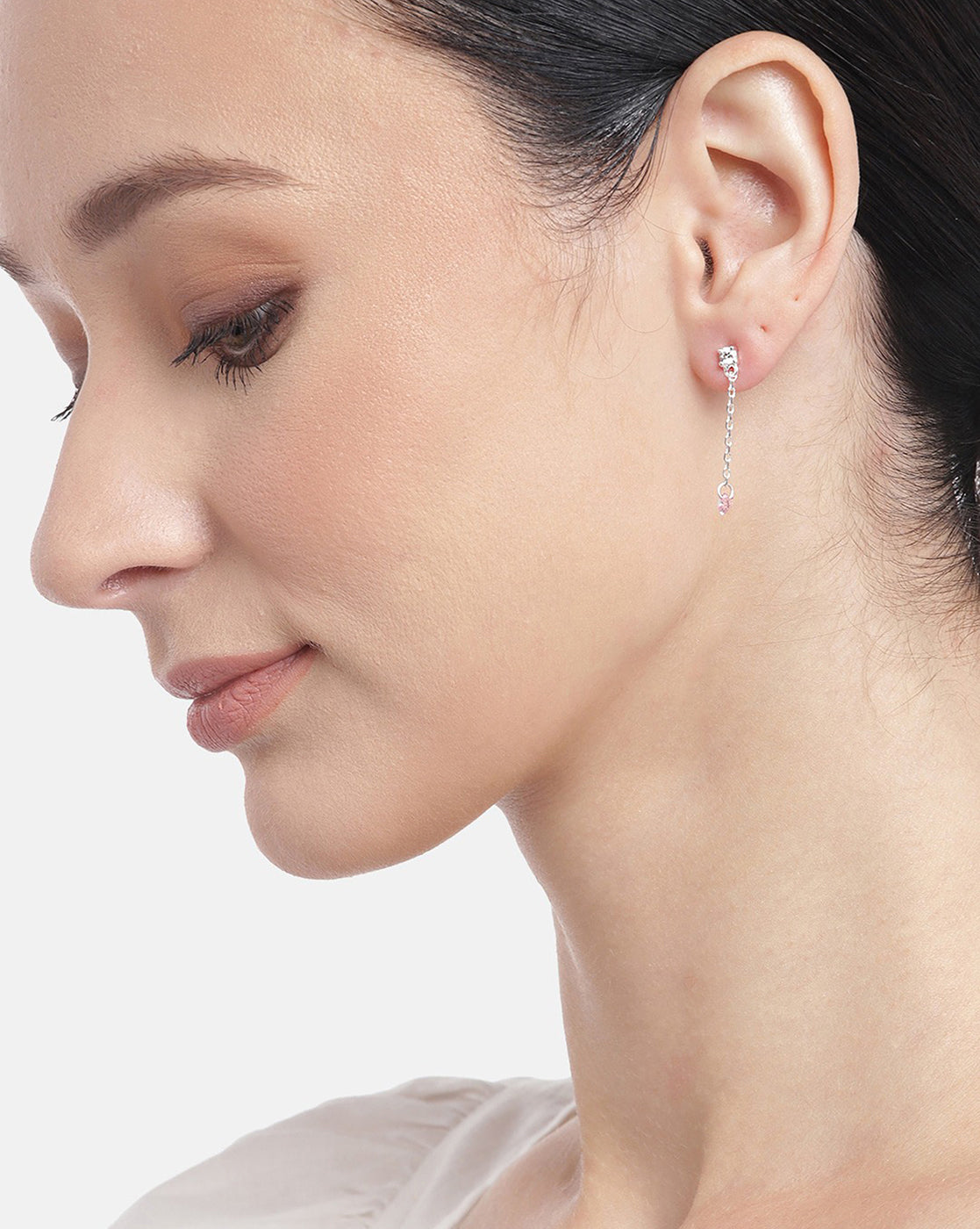 Carlton London  Rhodium Plated Drop Earrings Dangling Cz