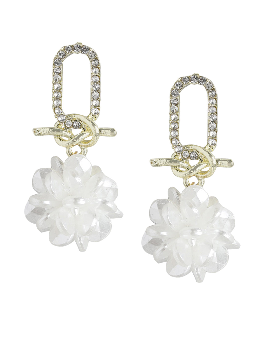 Gold Plated With Cz Floral Drop Earring For Women