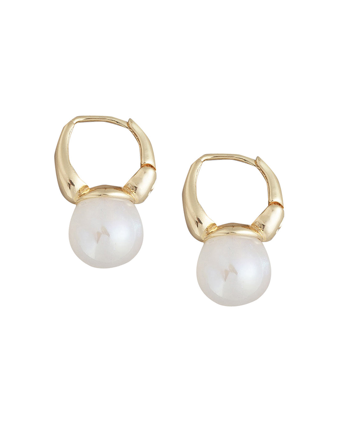 Gold Plated With Pearl Fancy Hoop Earring For Women
