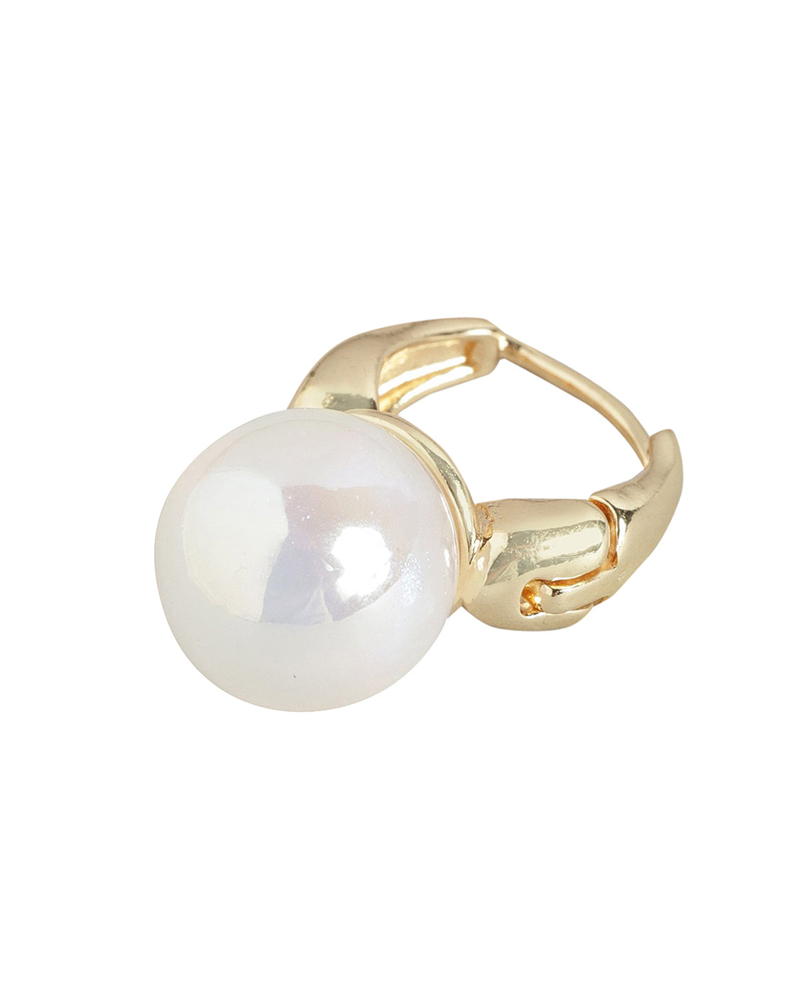 Gold Plated With Pearl Fancy Hoop Earring For Women