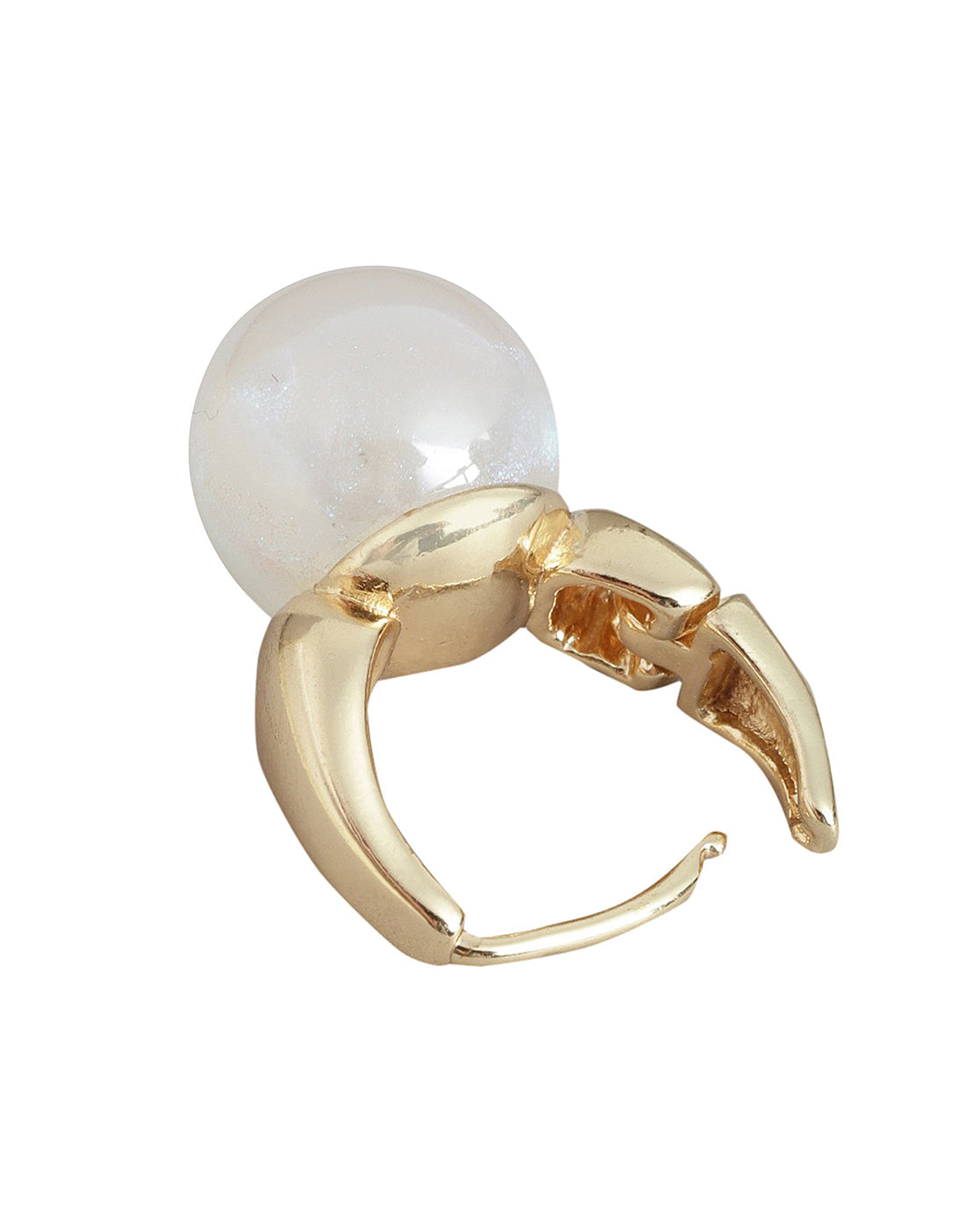 Gold Plated With Pearl Fancy Hoop Earring For Women