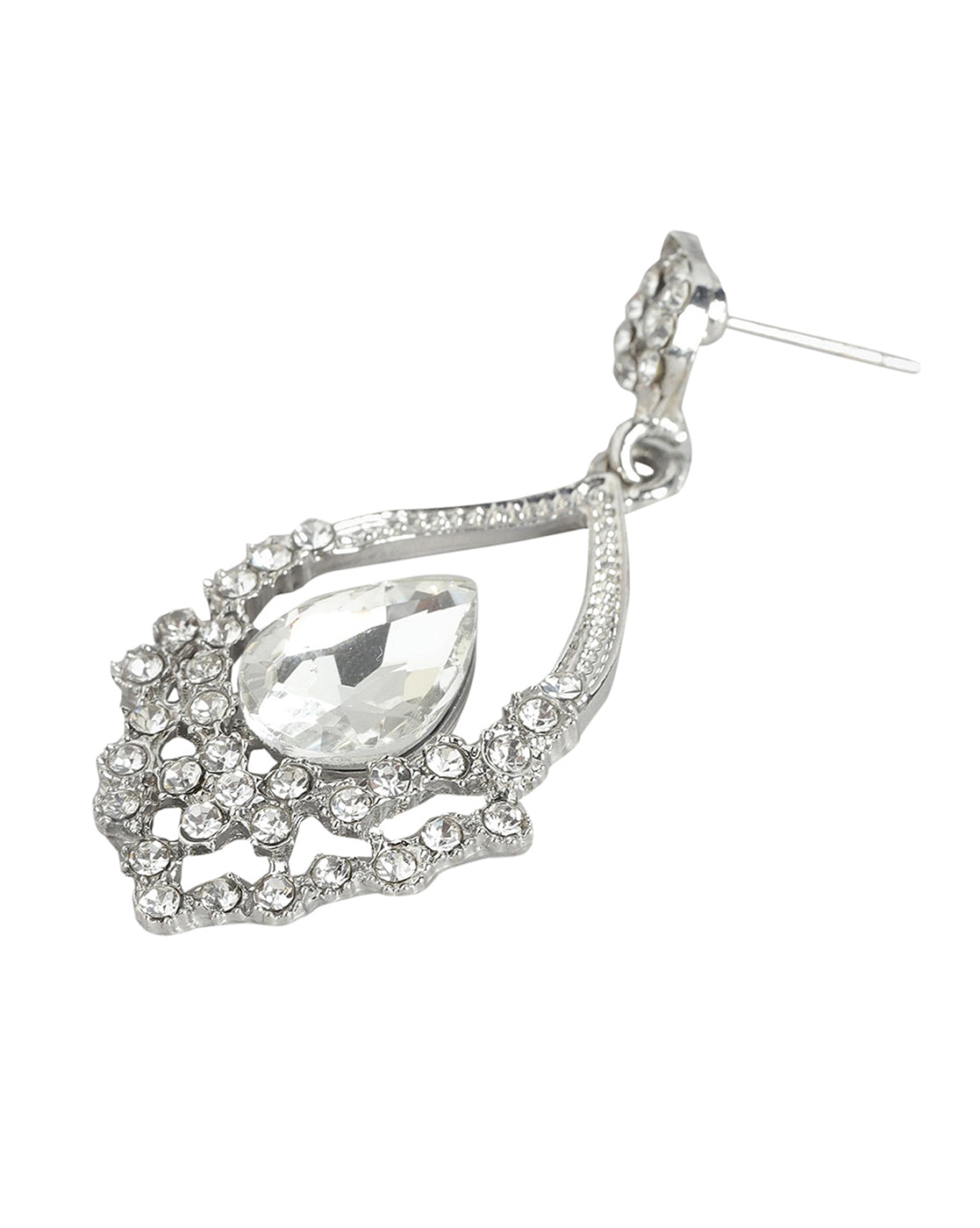 Rhodium Plated With Crystal Fancy Drop Earring For Women