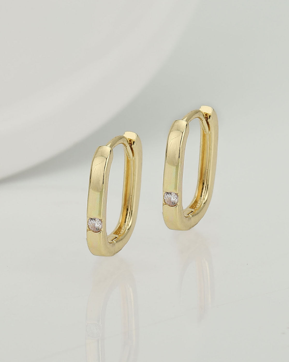 Gold Plated With Cz Petite Hoop Earring For Women