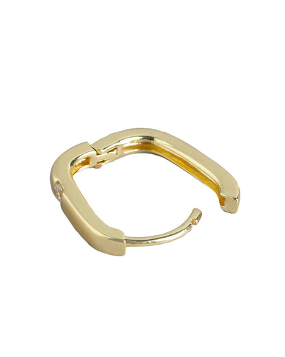 Gold Plated With Cz Petite Hoop Earring For Women