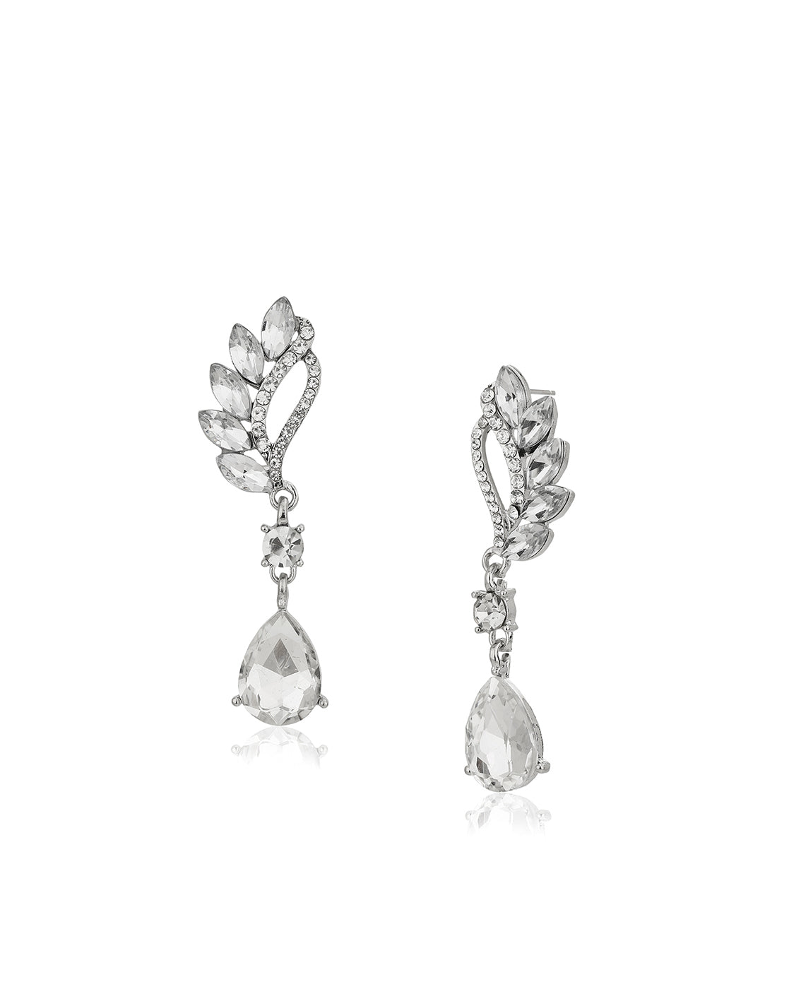 Premium Rhodium Plated With Crystal Fancy Drop Earring For Women