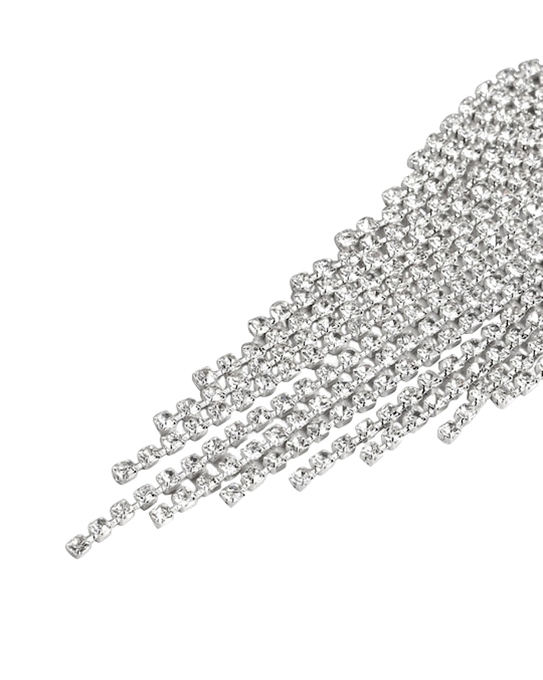 Fancy Cz Tassel Drop Earring With Rhodium Plated For Women