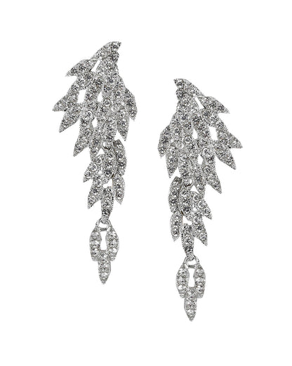 Rhodium Plated With Cz Contemporary Drop Earring For Women