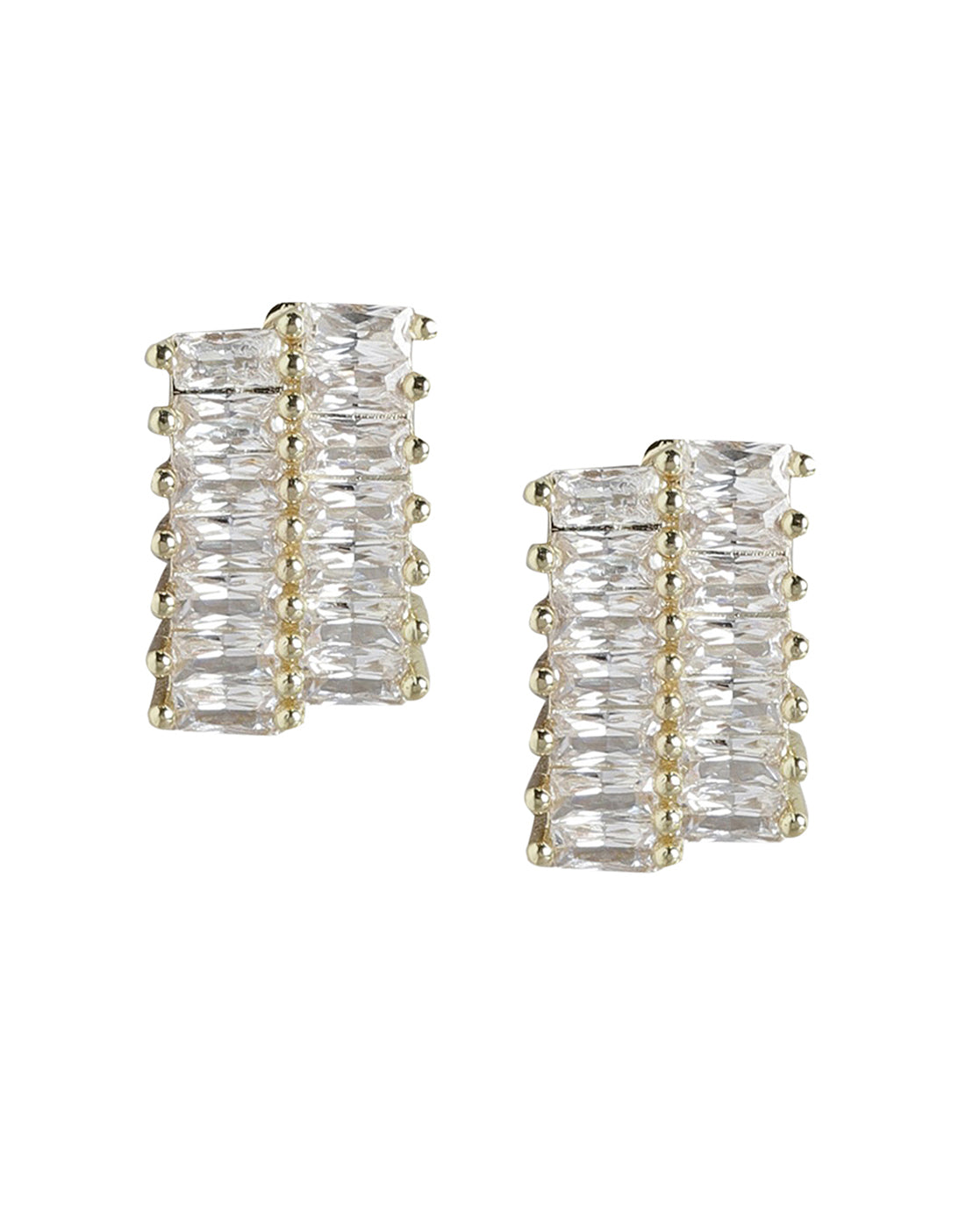 Gold Plated With Cz Fancy Petite Stud Earring For Women