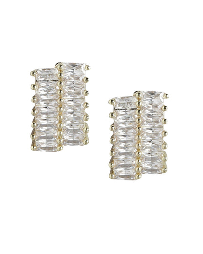 Gold Plated With Cz Fancy Petite Stud Earring For Women