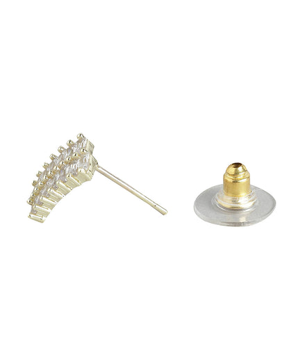 Gold Plated With Cz Fancy Petite Stud Earring For Women