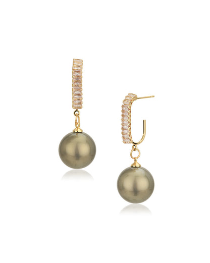 Gold Plated with Hanging Pearl Fancy Half Hoop Earring for women