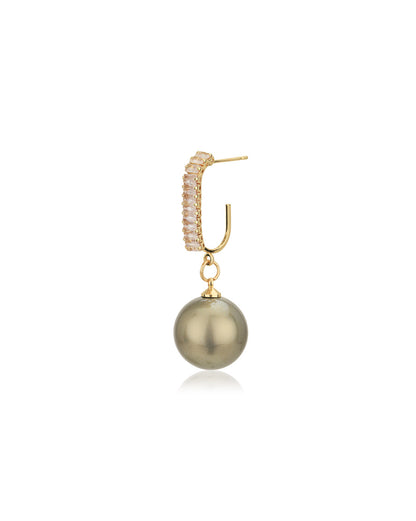 Gold Plated with Hanging Pearl Fancy Half Hoop Earring for women