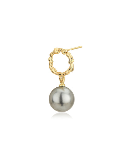 Gold Plated Hanging Pearl Hoop Earring for women