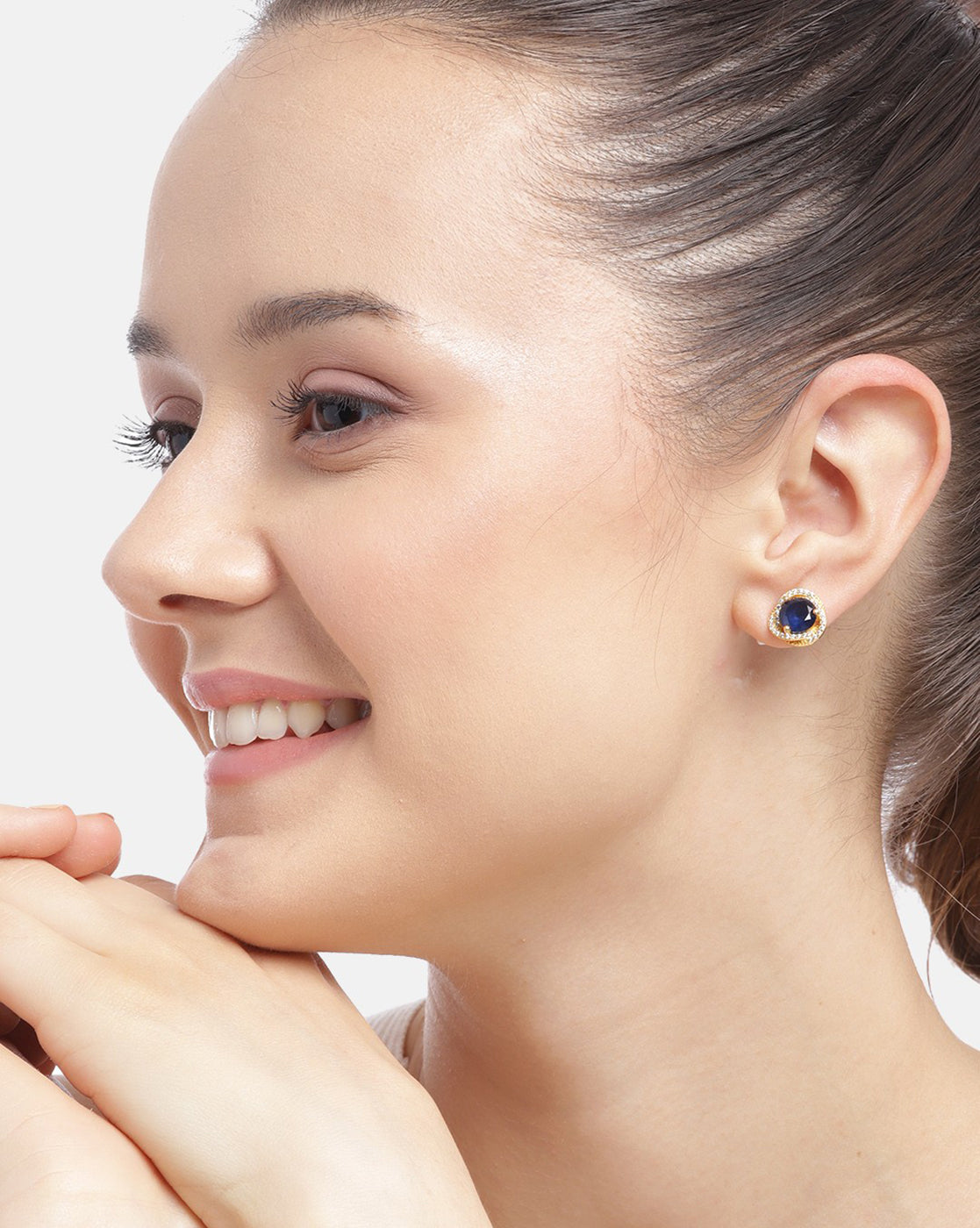 18kt Gold Plated with CZ Contemporary Stud Earring for women