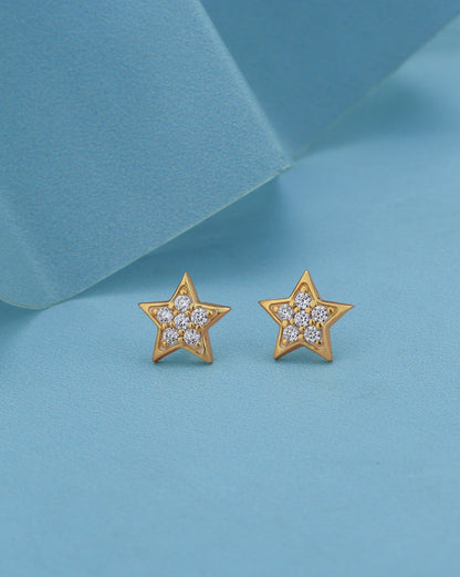 18kt Gold Plated with CZ Star Stud Earring for women