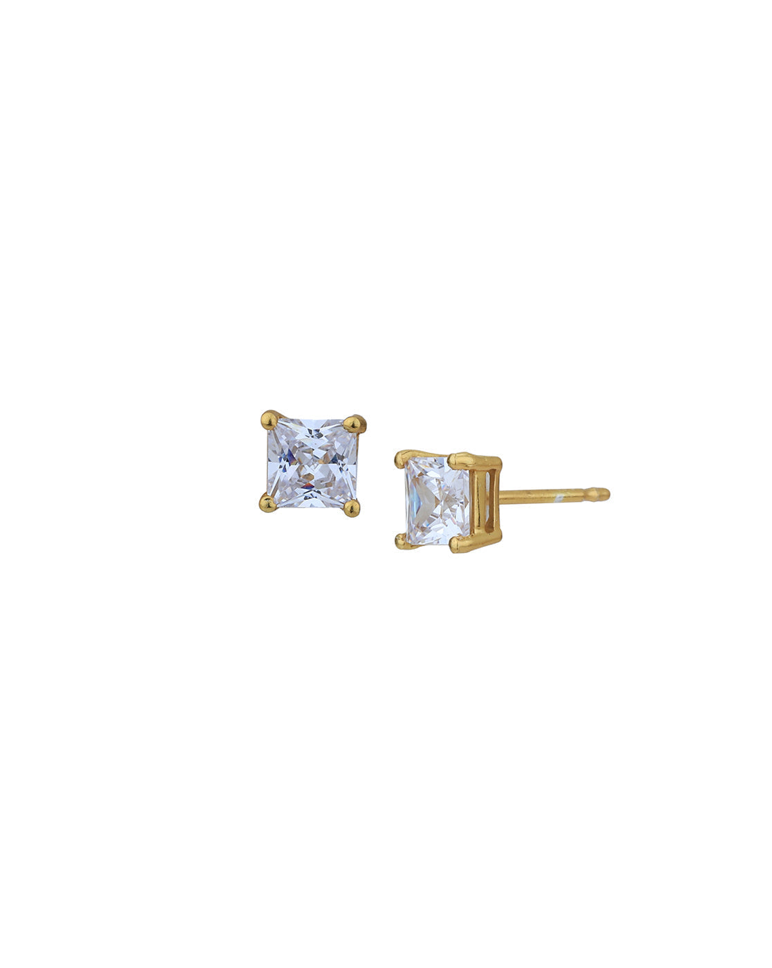 18kt Gold Plated with CZ Square Stud Earring for women