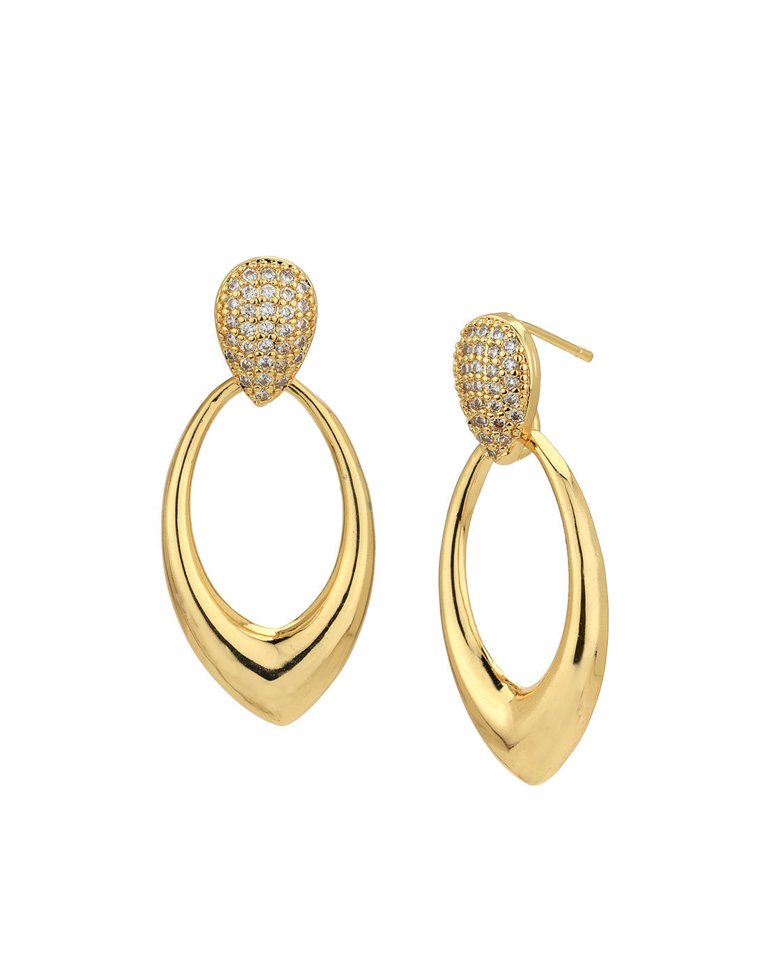 Gold Plated with CZ Oval Drop Earring for women