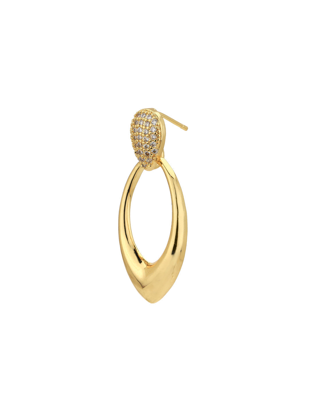 Gold Plated with CZ Oval Drop Earring for women