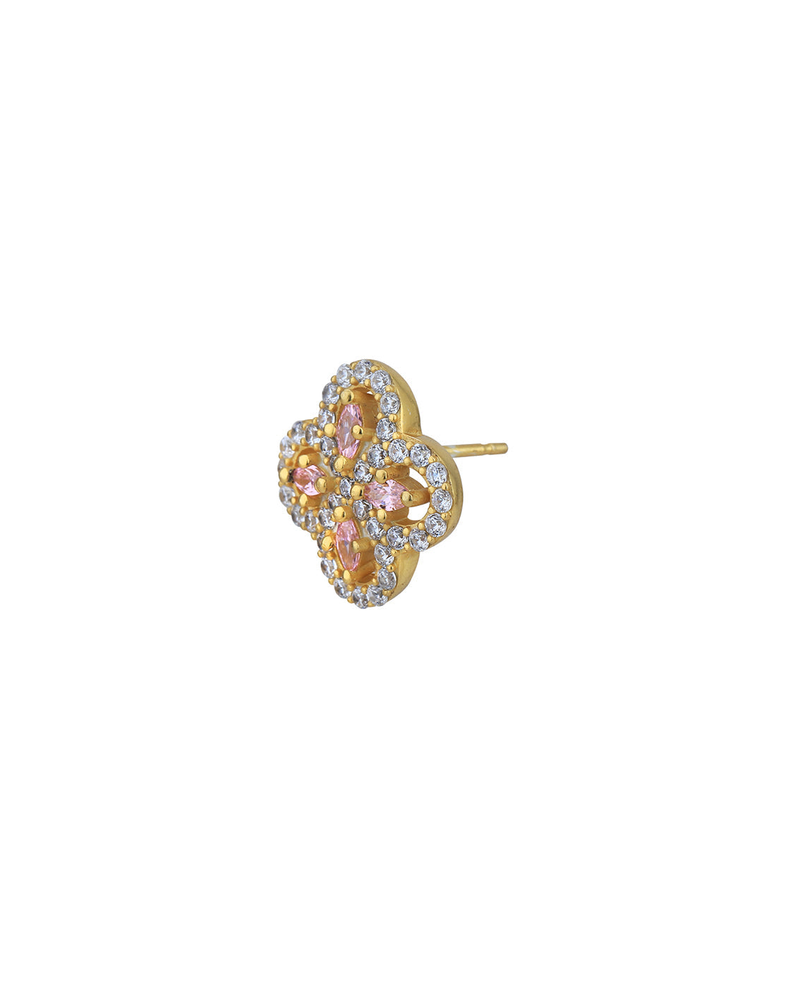 18kt Gold Plated with CZ Floral Stud Earring for women