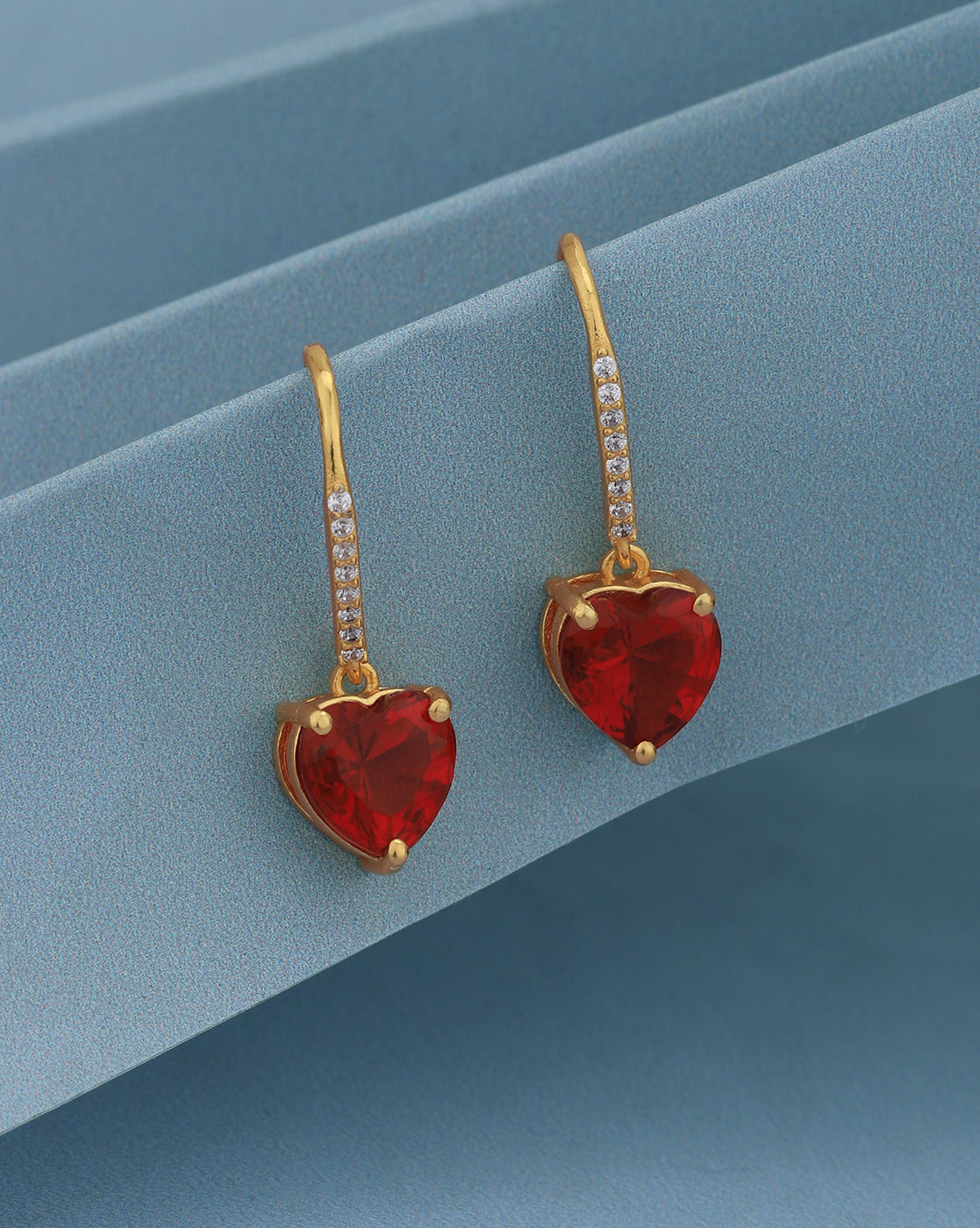 18kt Gold Plated with CZ Heart Drop Earring for women