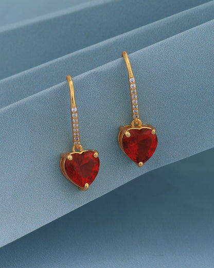 18kt Gold Plated with CZ Heart Drop Earring for women