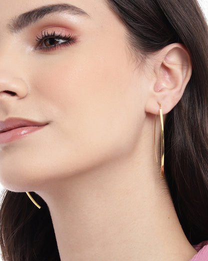 18kt Gold Plated Oval Ear Hook Earring for women