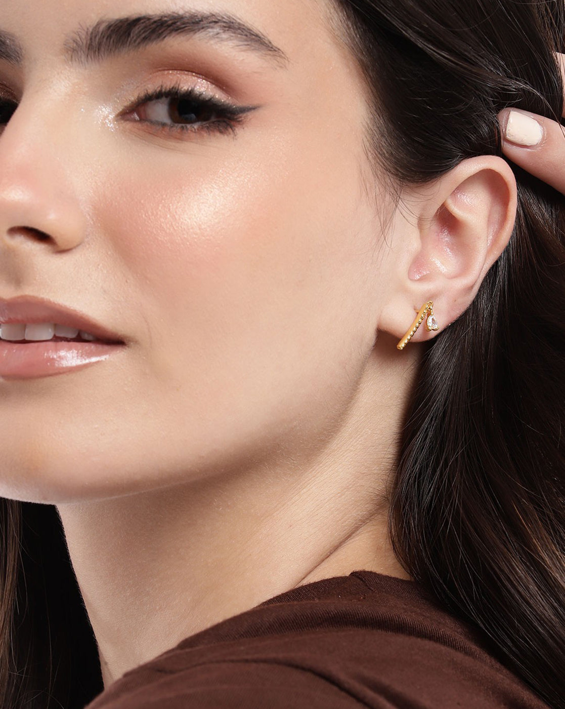 18kt Gold Plated with CZ Climber Ear-Cuff Earring