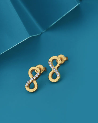 18kt Gold Plated with CZ Infinity Stud Earring