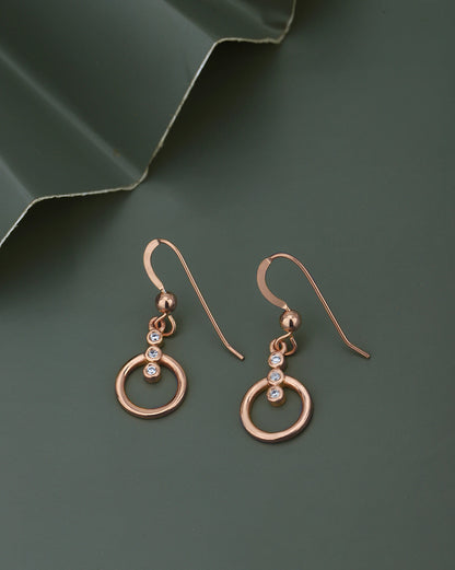 18kt Rose Gold Plated with CZ Drop Earring