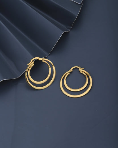 18kt Gold Plated Double Bar Hoop Earring