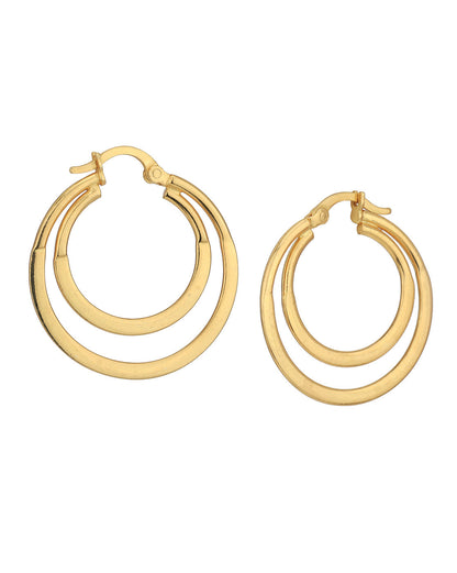 18kt Gold Plated Double Bar Hoop Earring