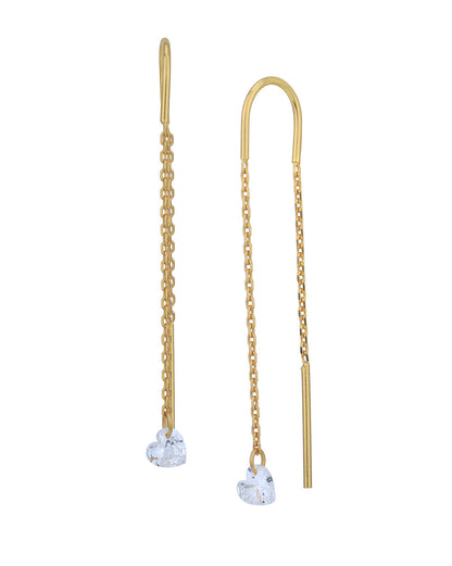 18kt Gold Plated Dangling Solitaire Threader Earring