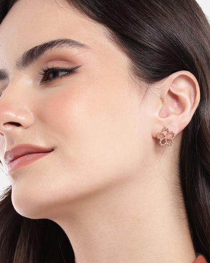 18kt Rose Gold Plated Floral Bold Stud Earring