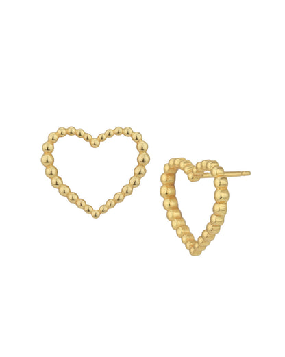 18kt Gold Plated Textured Heart Stud Earring