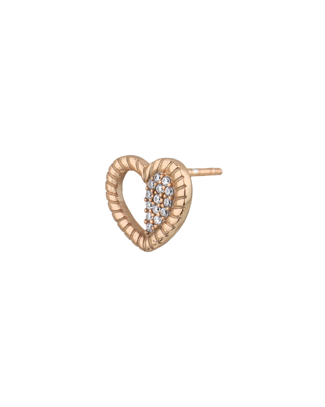 18kt Rose Gold Plated with CZ Heart Stud Earring