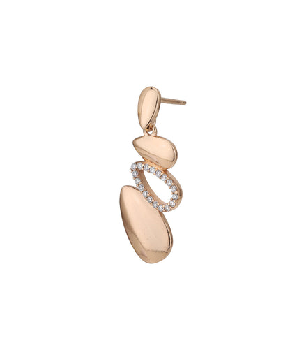 18kt Rose Gold Plated with CZ Contemporary Drop Earring