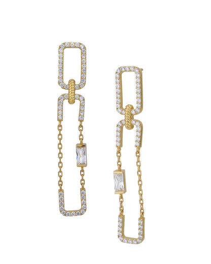 18kt Gold Plated with CZ Contemporary Fancy Drop Earring