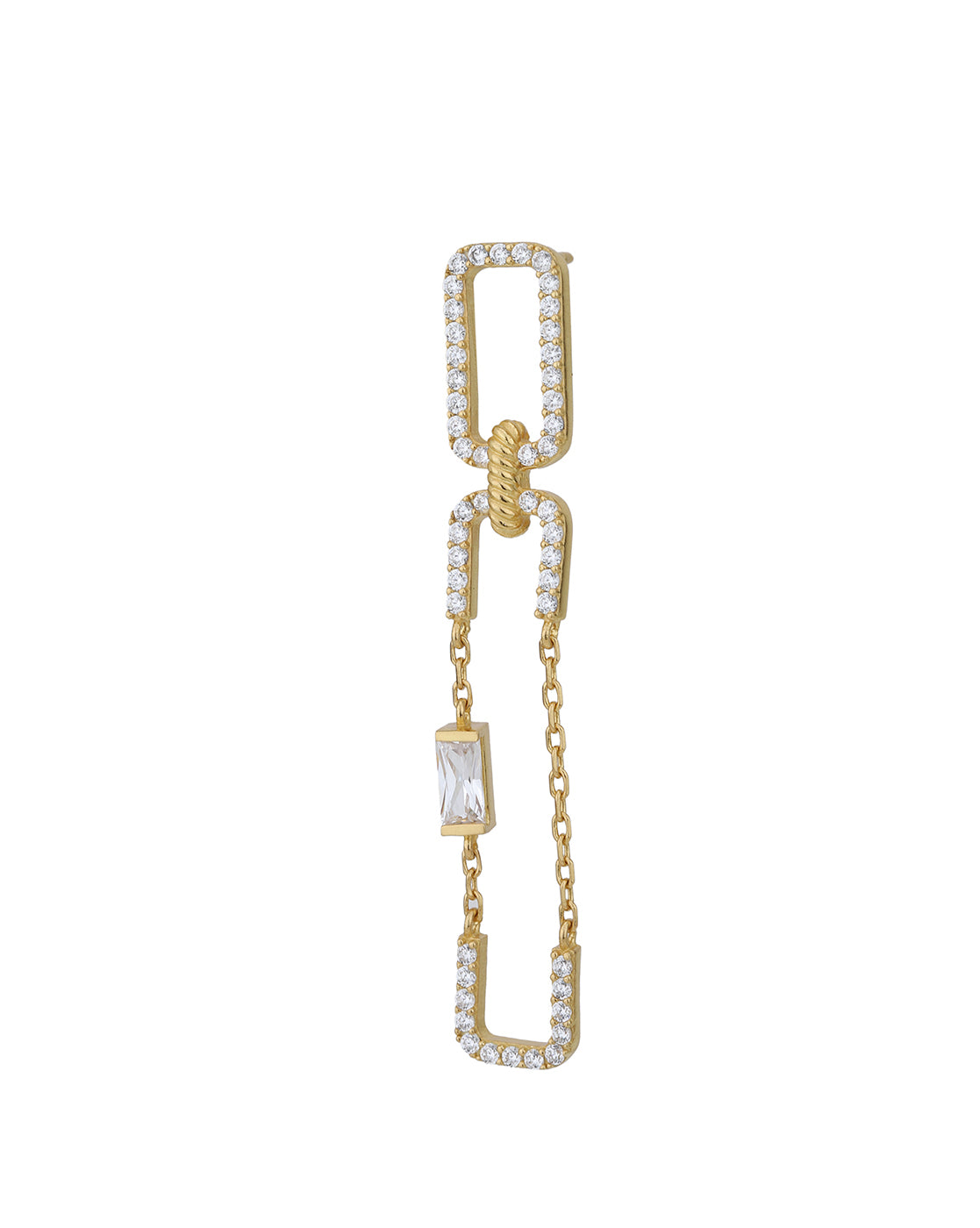 18kt Gold Plated with CZ Contemporary Fancy Drop Earring