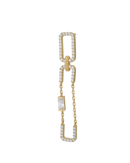 18kt Gold Plated with CZ Contemporary Fancy Drop Earring