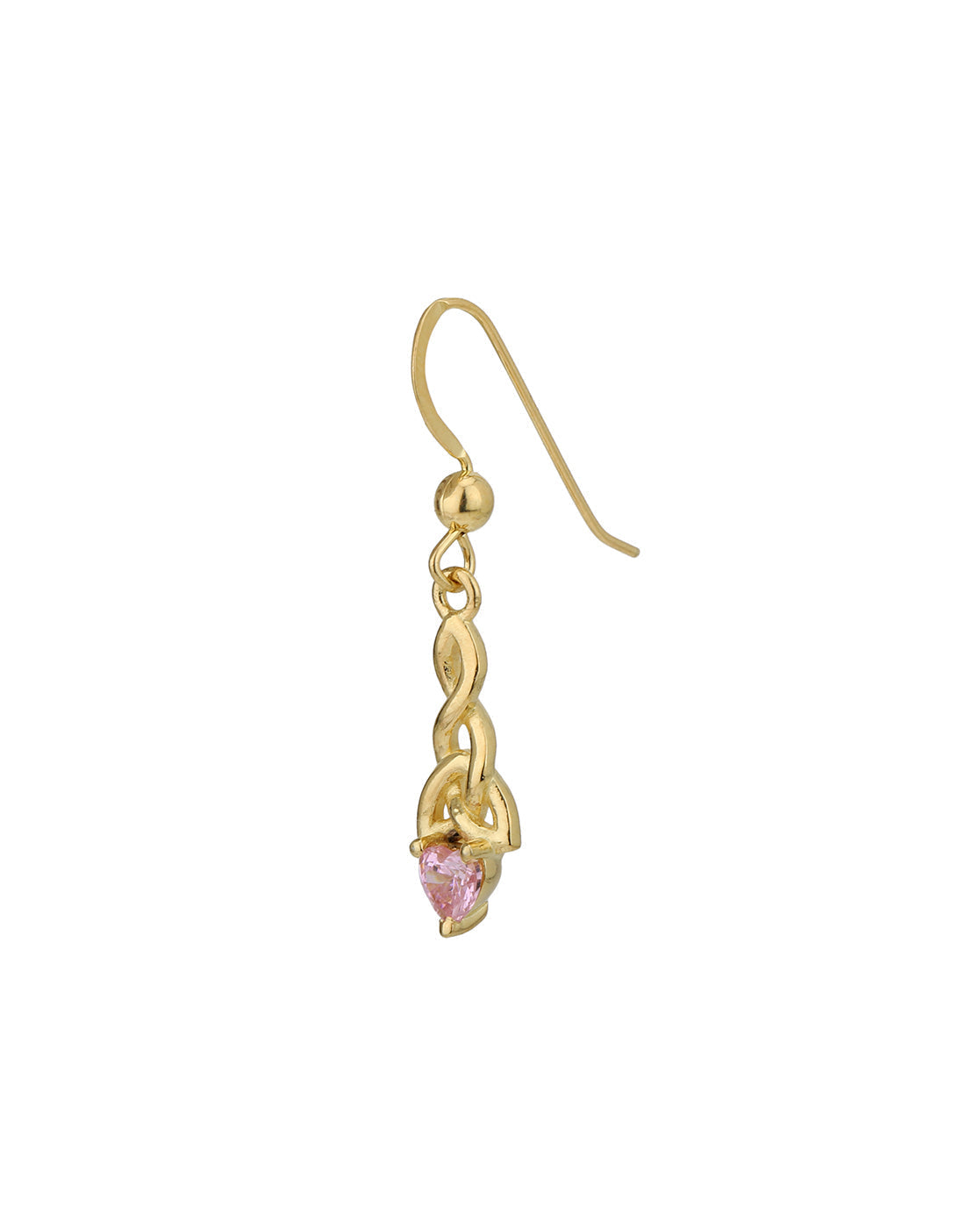 18kt Gold Plated with CZ Dangling Heart Solitaire Drop Earring
